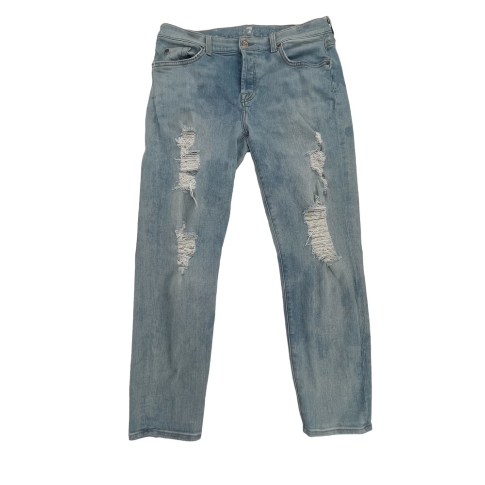 7 For All Mankind Josefina Skinny Boyfriend Distressed Jeans Size 30 Women's